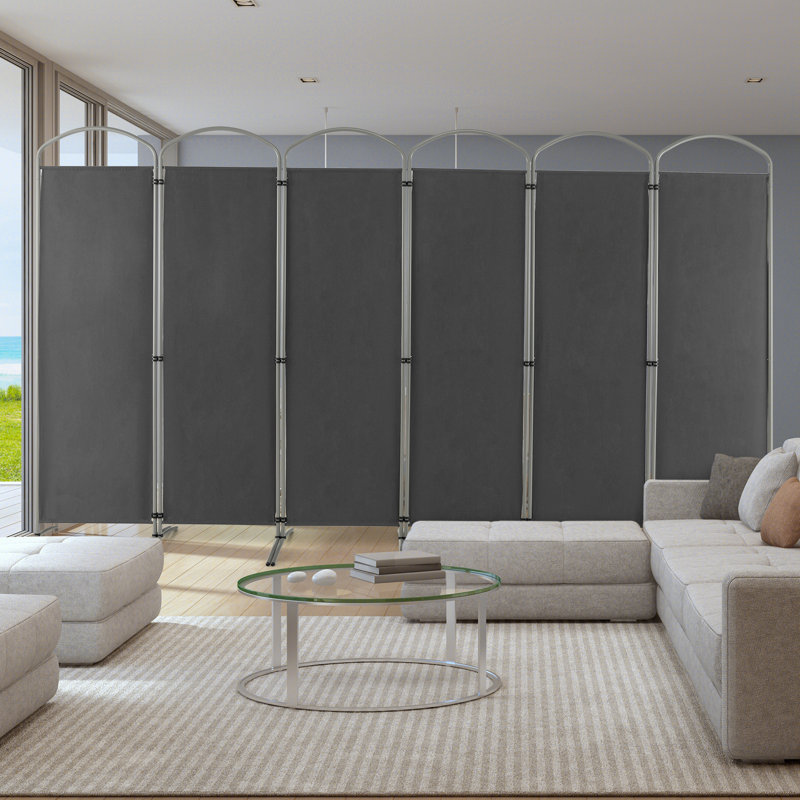 Anayiah 221cm W x 188cm H Folding Room Divider, 6, Black