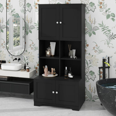 Grande armoire de plancher spacieuse pour salle de bain à 4 portes