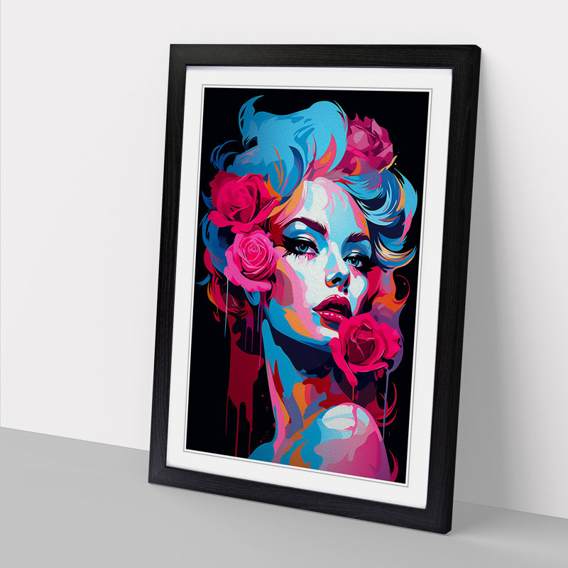Rose Pop No.2 - Single Picture Frame Print on Wood, Black Framed, 46cm H x 34cm W x 2cm D