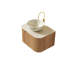 Meuble-lavabo de salle de bain, meuble de rangement rayé à bords arrondis avec tiroir, cuve en céramique blanc mat en céramique et plateau en pierre frittée à motif de travertin, pré-assemblé-980003851
