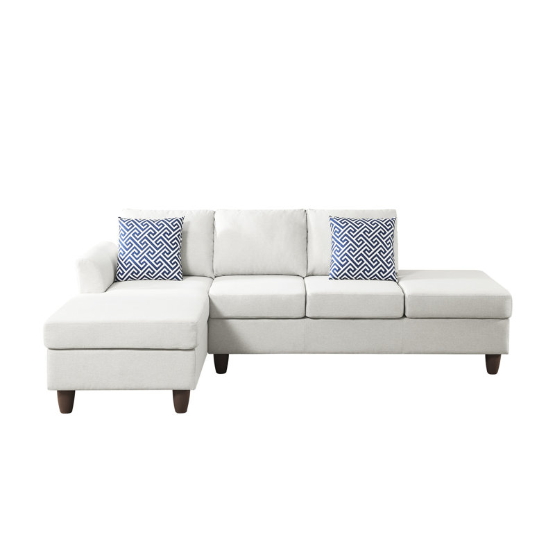 4 - Seat Reconfigurable With Hidden Compartments And Matching Accent Pillows, Beige Linen Upholstery, Foam Filler, 97 Inch Product Depth, 57 Width, 34 Height For Modern Living Settings Modular