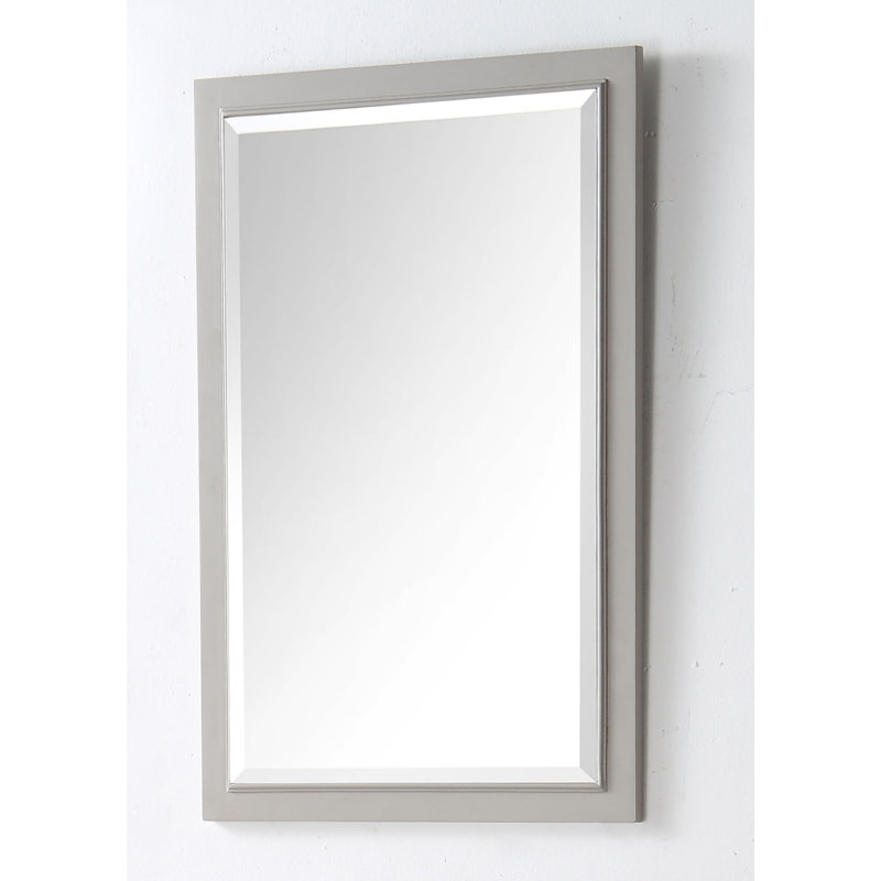 Carminda Solid Wood Rectangle Wall Mirror, Warm Grey, 30" H x 20" W