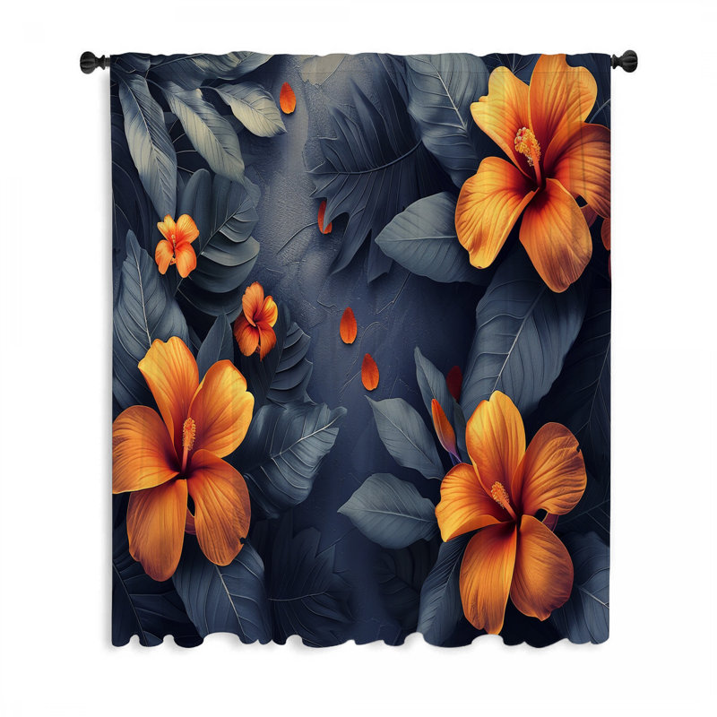 Rideaux Hibiscus Blooms, L 50 po x L 84 po