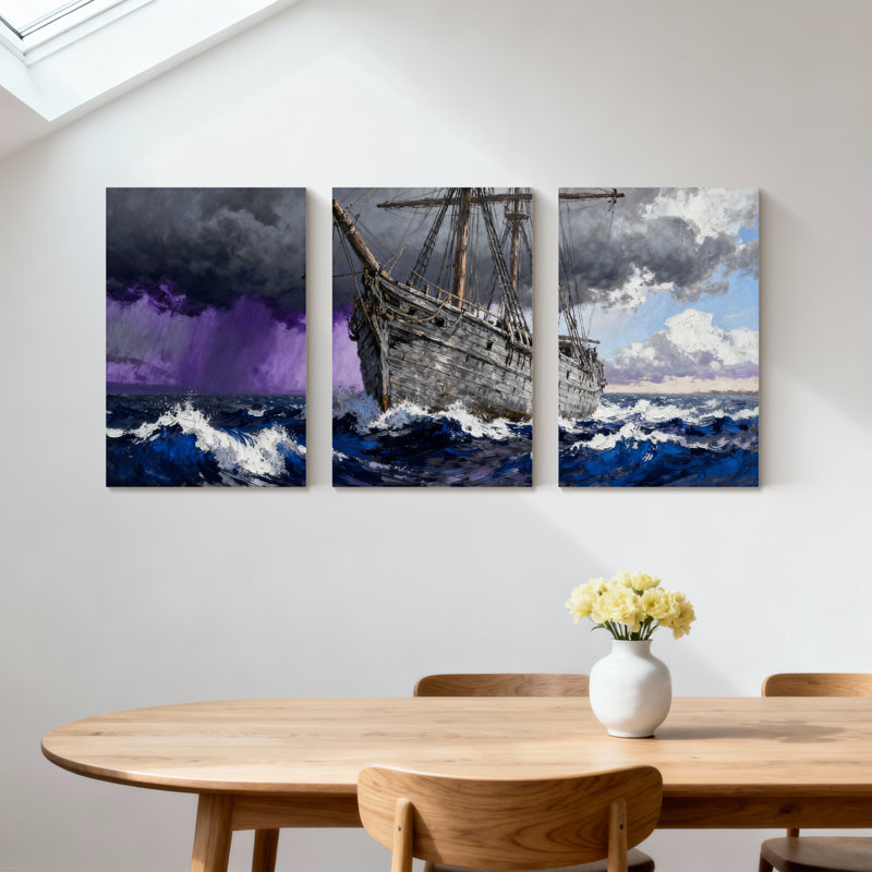 Ensemble de 3 impressions d'art sur toile, H 18 po x l 36 po