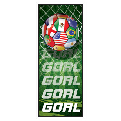 Beistle International Soccer Door Cover – All-Weather Decoration with Global Flag Soccer Ball & “GOAL” Design, Décor for Football Parties, Events & World Theme Celebrations, 6' x 30"