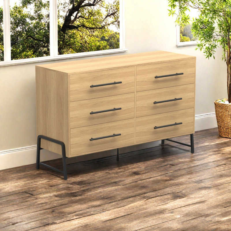 Armoire 6 tiroirs à plaque pour chambre à coucher, Bois