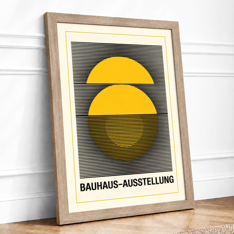 Bauhaus Exhibition Geometric - Framed Print, A2 - 59.4 x 42.0 cm, Oak