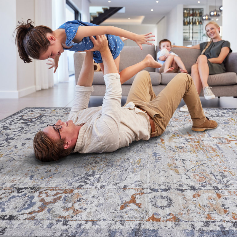 Ivory/Grey /Traditional Non-Shedding Living Room Bedroom Dining Home Office Stylish And Stain Resistant Area Rug