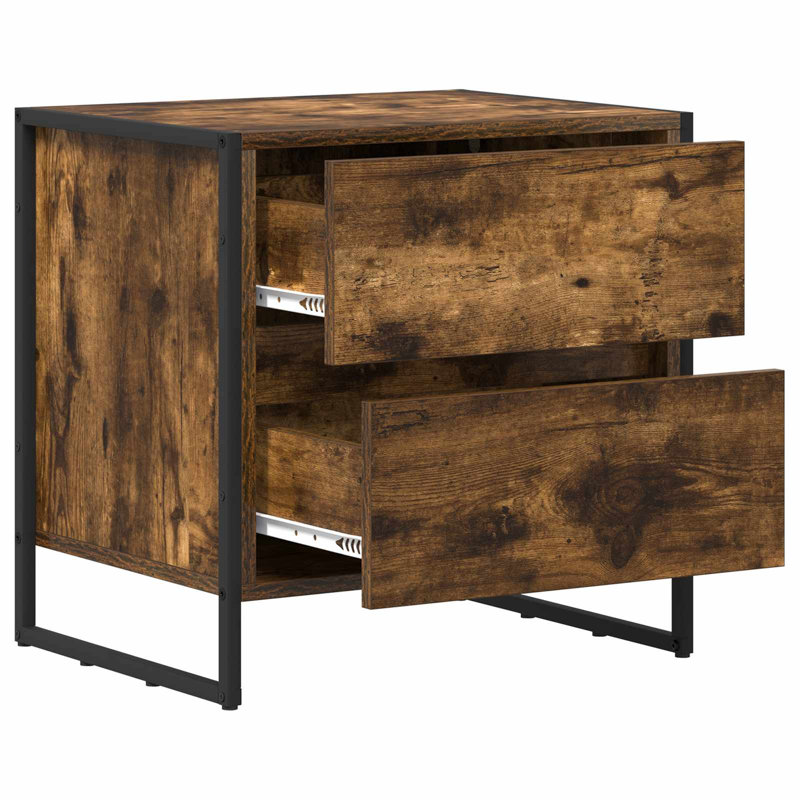 50cm W Manufactured Wood Bedside Table, Smoke Oak