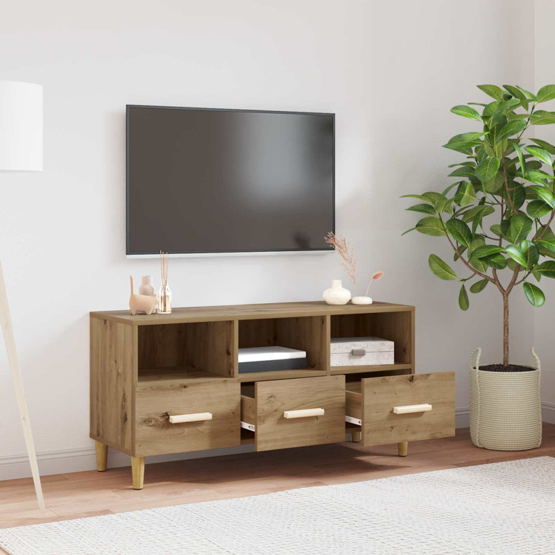 Unfinished TV Stand for TVs up to 88", Artisian Oak