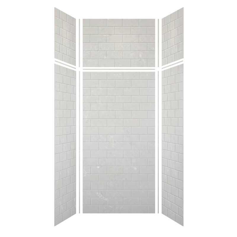 Lunar Gray Solid Surface Subway Tile Shower Wall Kit