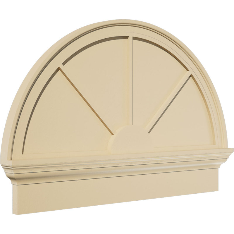 Demi-rond signature fronton en uréthane, brun clair apprêté, 32 po x 22,75 po x 2,75 po, Combinaison, 3 rayons
