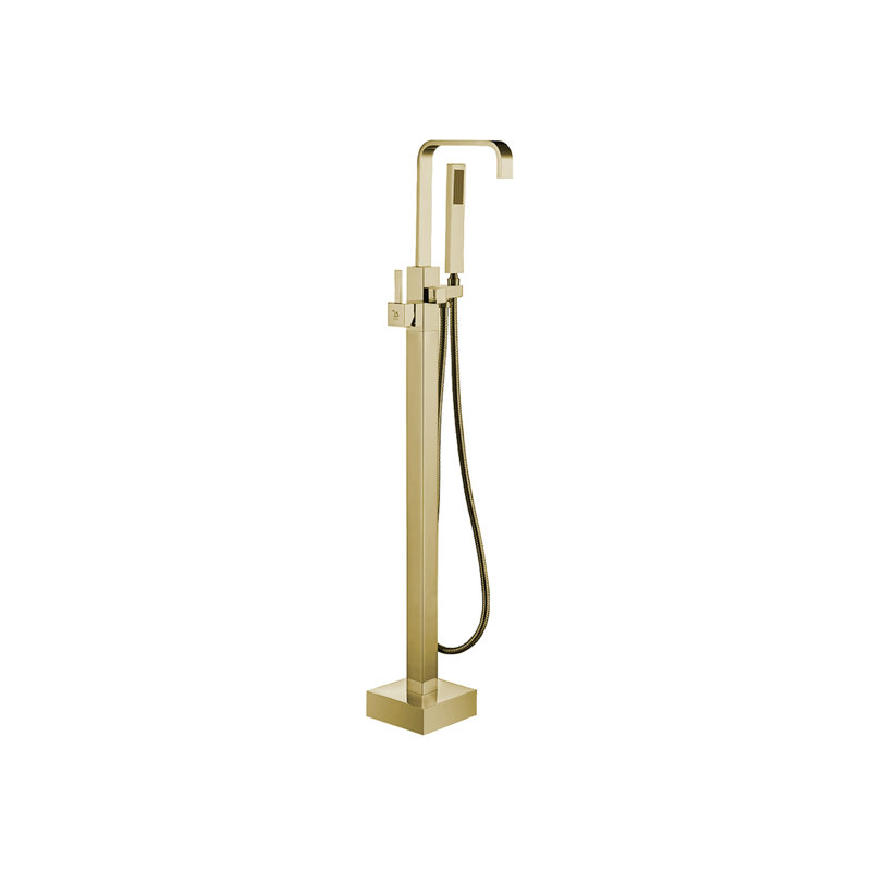 Robinet de baignoire autoportant monocommande à fixation au sol, Or 