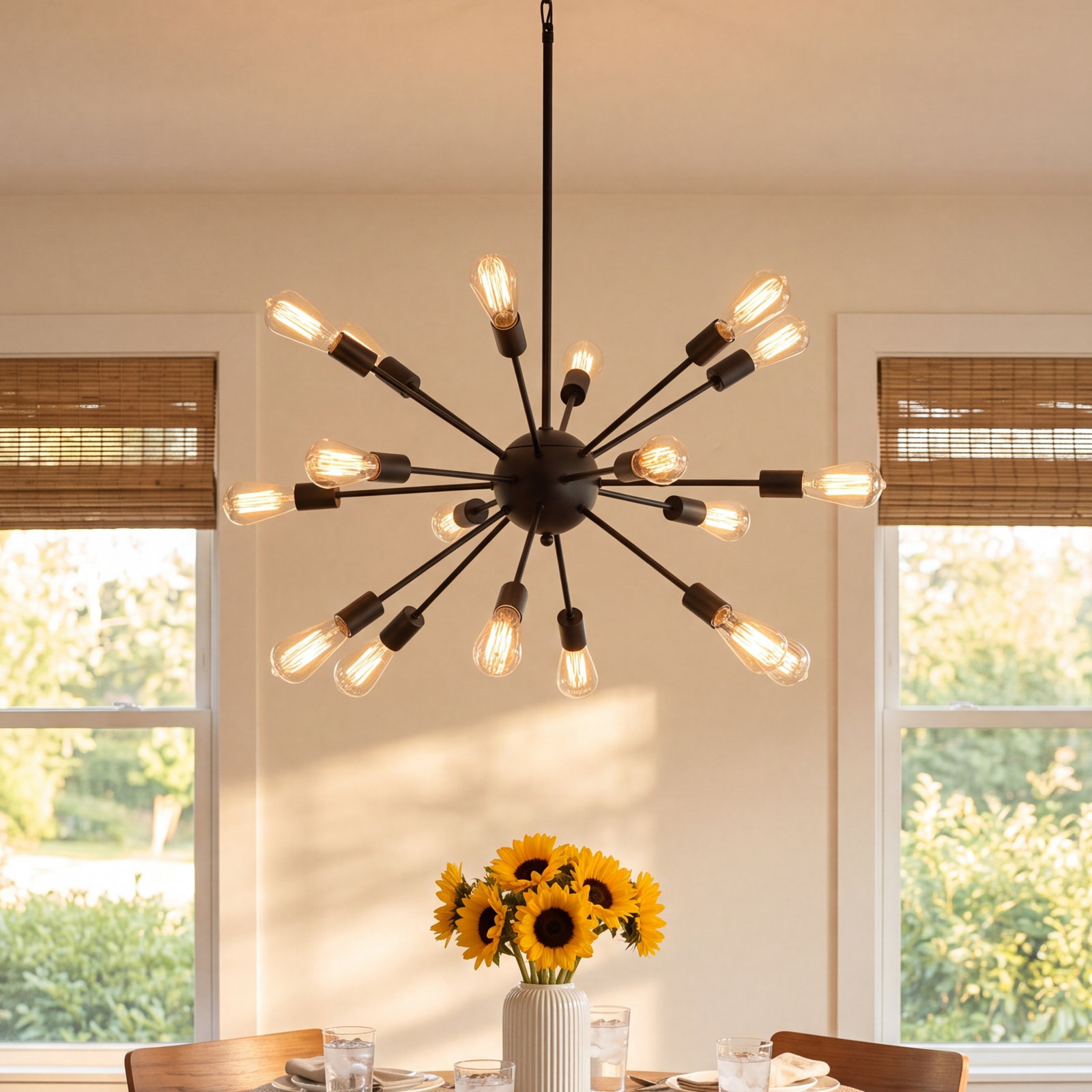 Kaspar Iron 18-Light Chandelier, Black