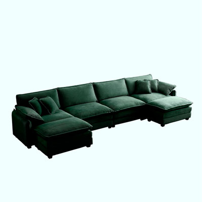 Canapé en U rembourré à 4 places avec 2 repose-pieds en forme de U, canapé moelleux de qualité supérieure