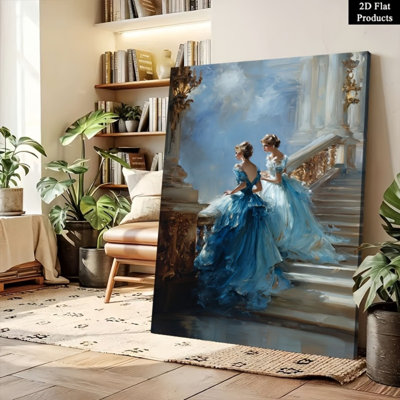 «Topbout Victorian Mesdames in Blue Gowns», art mural - Décoration formelle classique haut de gamme pour le salon