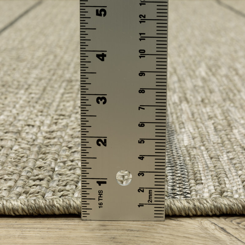 Tapis intérieur / extérieur en polypropylène tissé à la machine rayé brun clair / brun clair