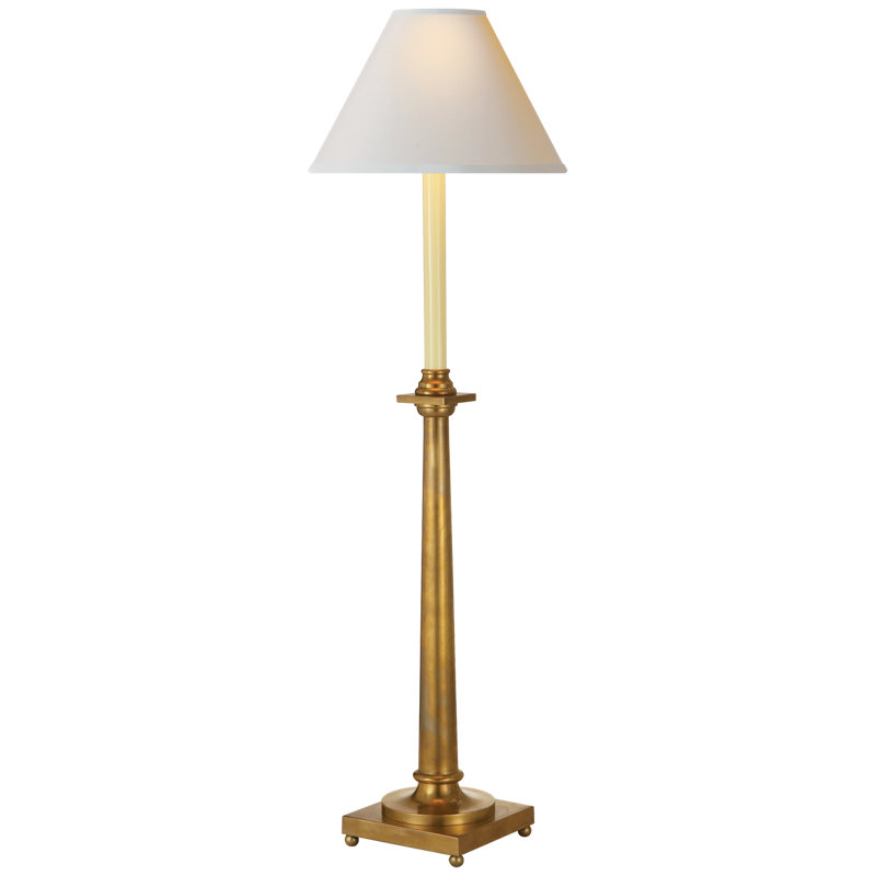 Chapman & Myers Swedish Column Buffet Lamp, Antique-Burnished Brass, Fabric