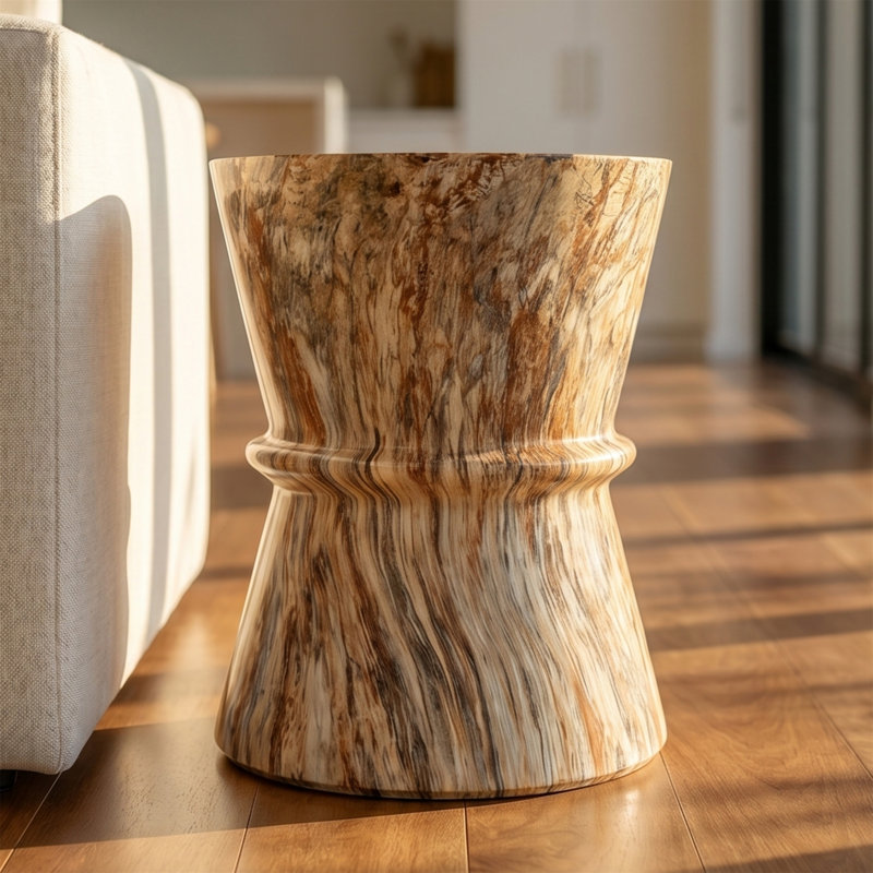 Table d'appoint d'extérieur en forme de sablier, table d'appoint en béton léger MGO, tabouret de jardin moderne pour terrasse