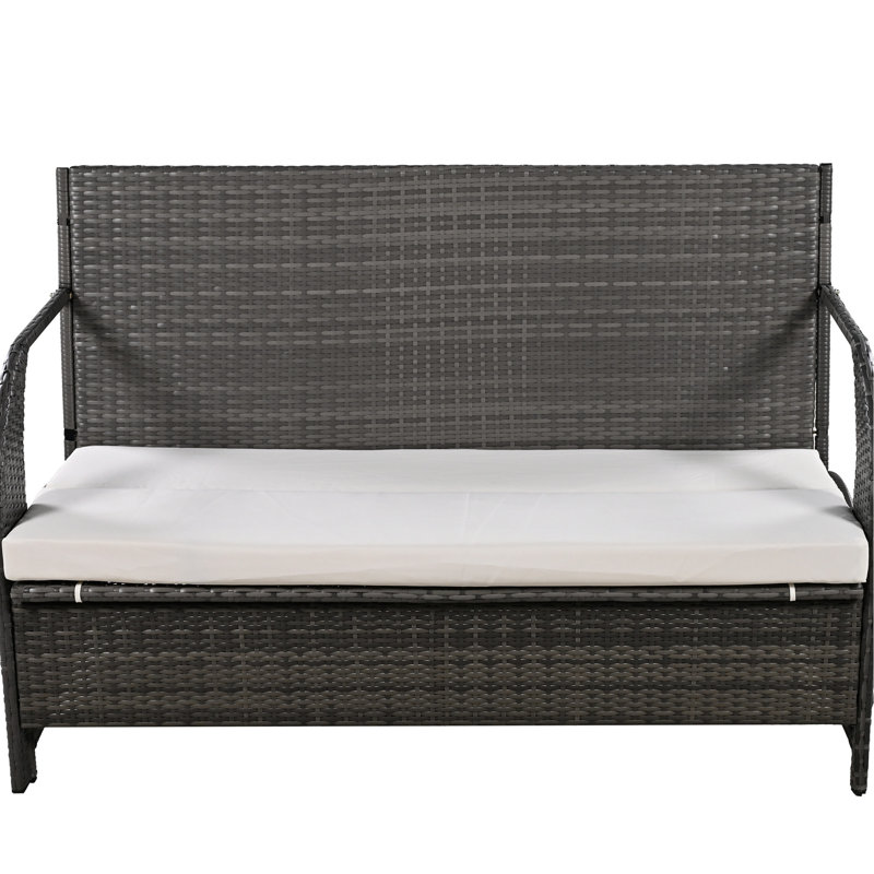 Jardin convertible: couleur beige, convertible en 4 sièges et table d'extérieur avec fonction: capacité, structure en fer, coussin, léger et flexible
