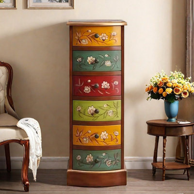 Hand-Painted 6-Drawer Entryway Accent Chest