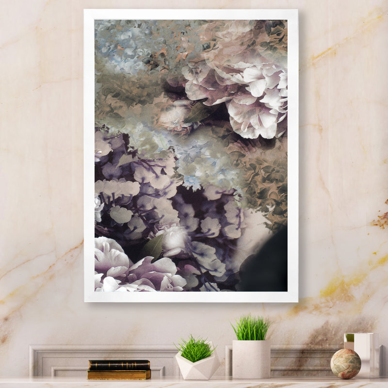 «Grunge Silk Nature Flower II», reproduction d'art sur toile, Cadre photo blanc, H 12 po x l 8 po x P 1 po