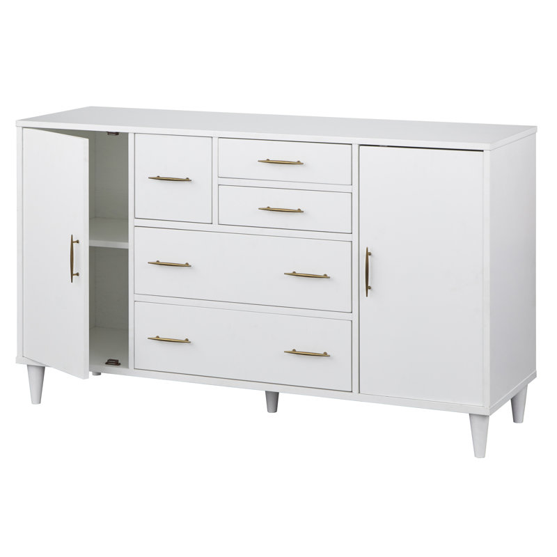 Buffet 5 tiroirs Afrida, Blanc