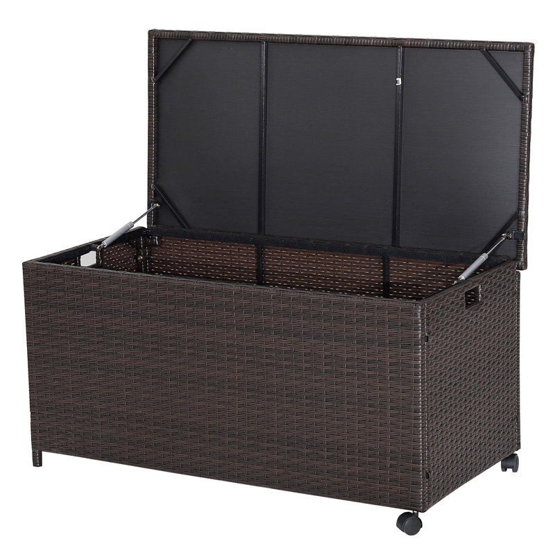 Costway 0.01cm W 190L Deck Box with Wheels in Brown