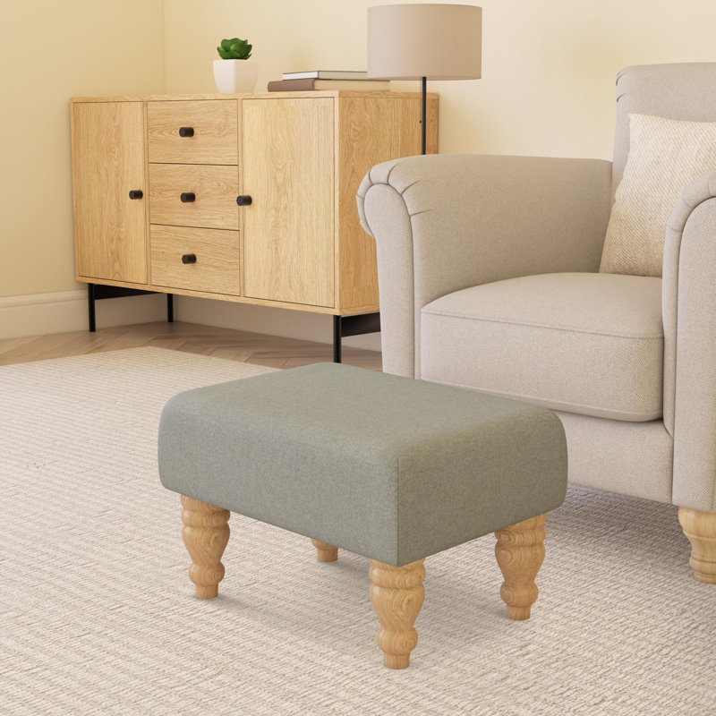 Large Footstools Wood Turned Leg , Natural, Poz, Seaglass Green
