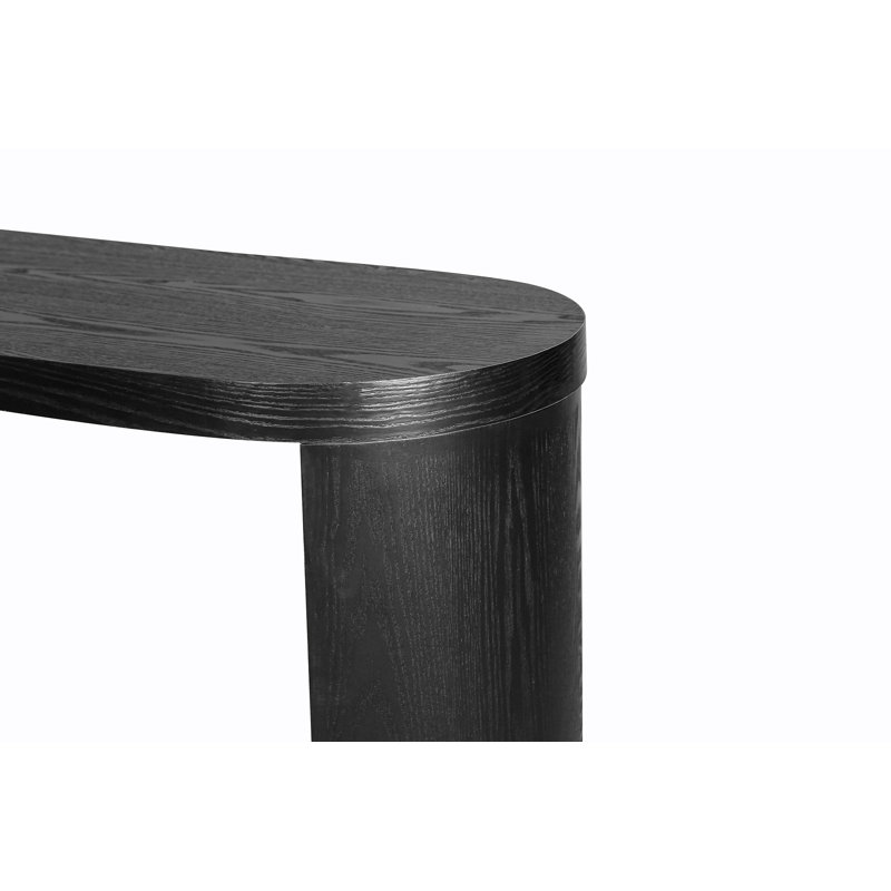 Console 60 po avec plateau de table ovale pour vestibule de vestibule de salon, Noir
