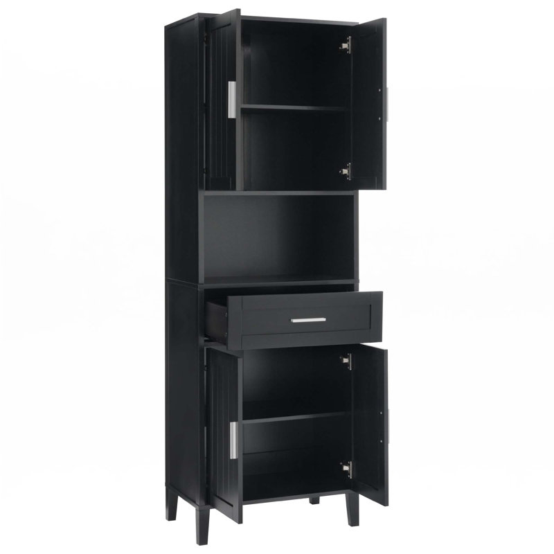 70.9" High Freestanding Tall Bathroom Cabinet, Black