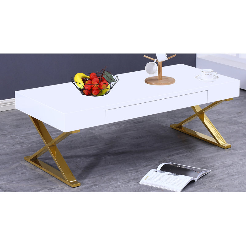 Table basse avec rangement Sandlin, Or
