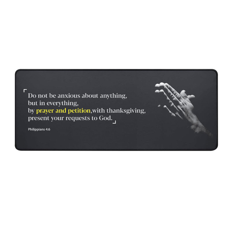 Bible Verses Extended Mouse Pad (31.5’’ x 11.8’’/800 x 300 mm) - Philippians 4:6 Do Not Be Anxious About Anything - XL Gaming Mat with Anti-Fray Cloth and Non-Slip Base