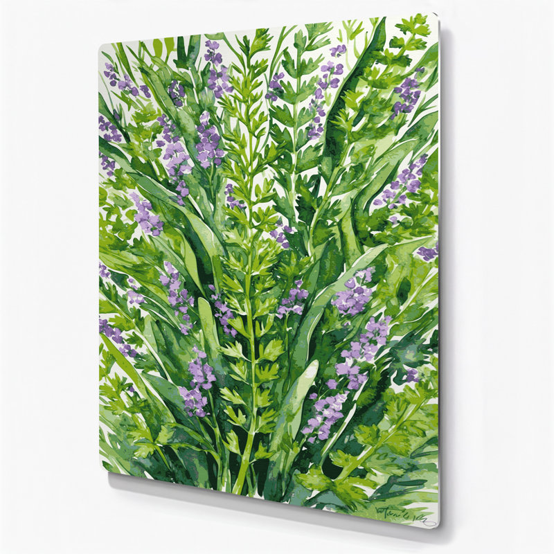 Aquarelle botanique, art mural vert en métal 70, H 30 po x l 20 po