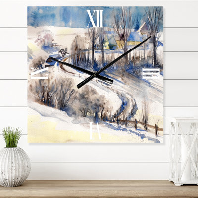 Country Road In Winter Times I - Traditional Wall Clock