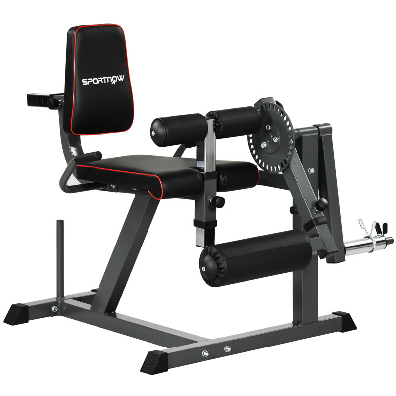 SPORTNOW Seated Leg Extension and Curl Machine Adjustable Plate Loaded
