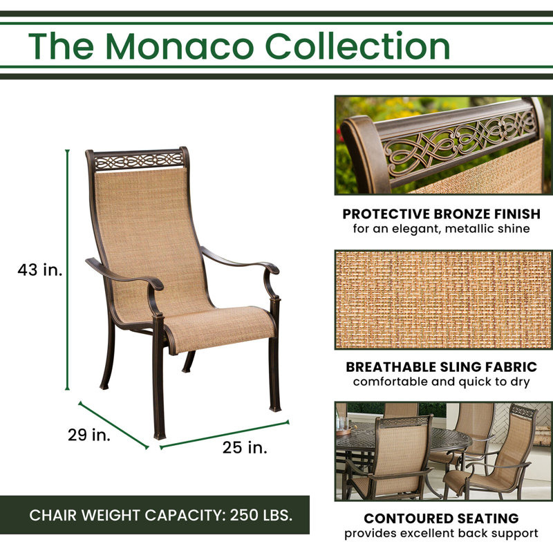 Elegant Monaco 6-Person Round Outdoor Dining Set with Golden-Bronze Finish