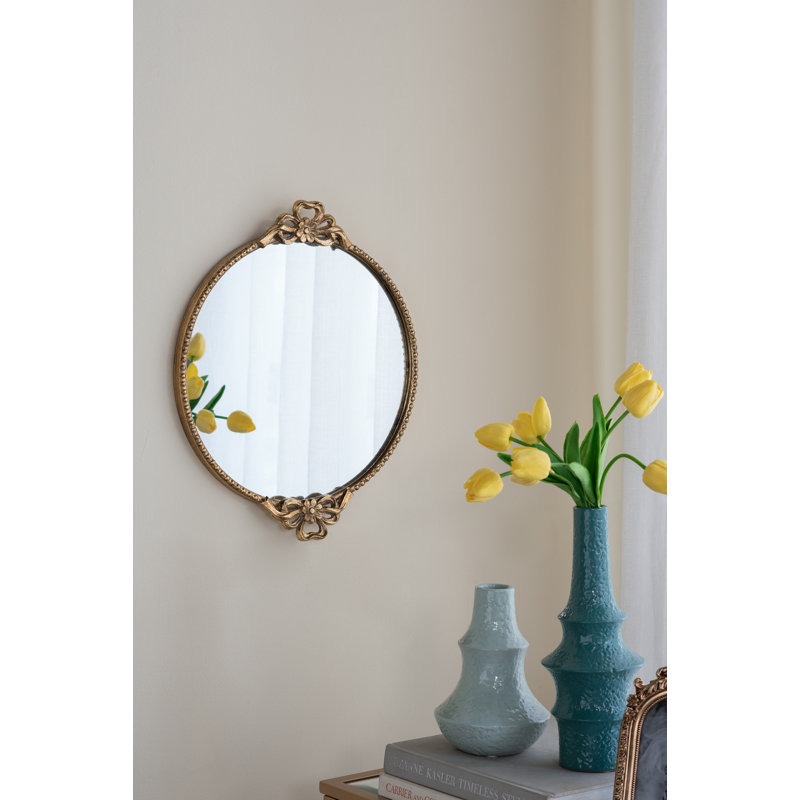 Marquasha Round Iron Mirrored Decorative Tray 