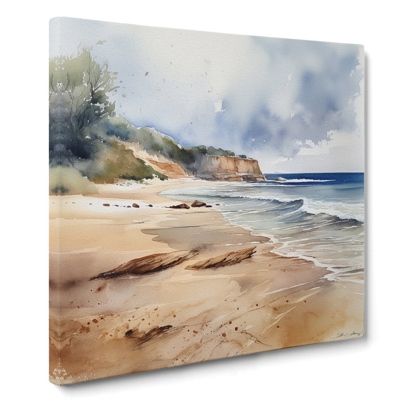 Beach Watercolour No.5 - Print, 50cm H x 50cm W x 3cm D