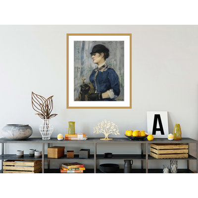 «Jeune femme au chapeau rond» par Édrede Manet, impression giclée sur cadre