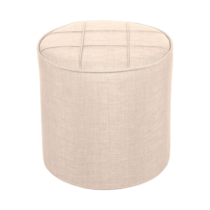 Elegant Cream Pouffe, 16.5 x 16.9 x 16.5 inches | 100% Solid Fir Wood Frame, 100% Polyester Fabric, 28 DNS Grey Foam for Comfort | Easy Clean Design, Perfect for Living Room, Bedroom, or Home Office