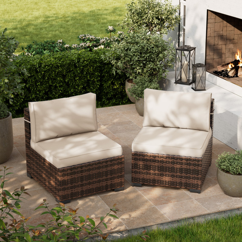 Flarrie 2-Person Patio Seating Group with Cushions, Cream