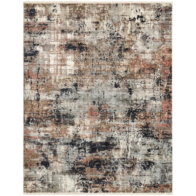 Lightner Abstract Area Rug in Ivory/Gray