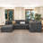 U-Shaped Sectional Sofa With Movable Ottoman-1144834545