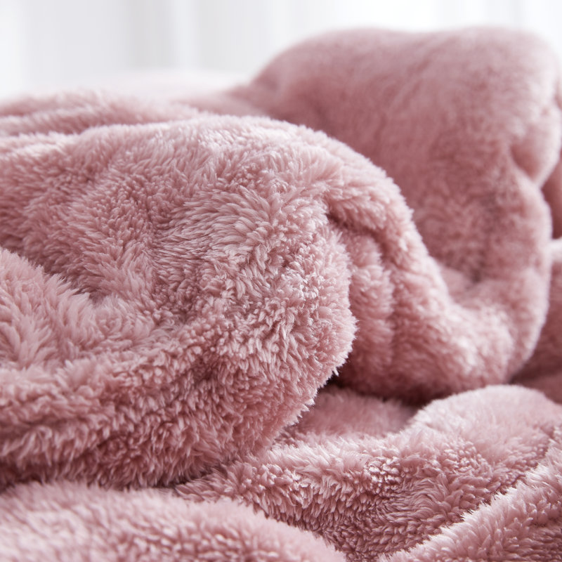 Original Plush Polyester Baffle Box Stitch Comforter, Queen Comforter, Rose