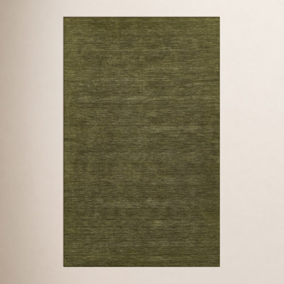 Althena Hand Loomed Wool Green Rug