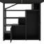 Lit mezzanine double en métal avec tablettes de rangement, armoires et garde-robe, noir
