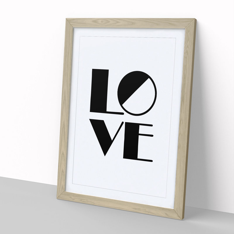 Love Block - Picture Frame Typography, 48cm H x 36cm W x 2cm D, Oak Framed