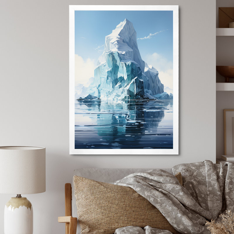Glacier Majesty sur toile, Cadre simple blanc, H 40 po x l 30 po x P 1,5 po