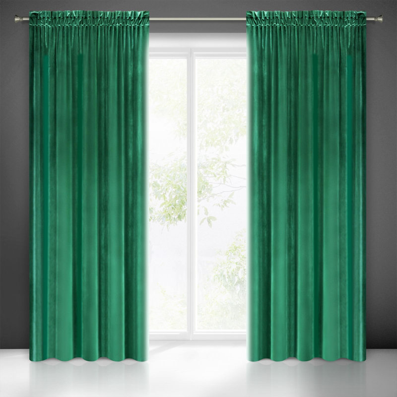 Sighild Slot Top Blackout Thermal Single Curtain, Dark Green, 140 W x 270 D cm